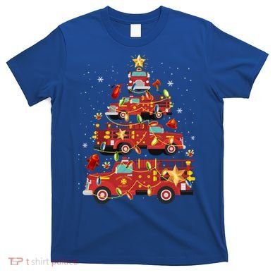 Fire Truck Christmas Tree Firefighter Xmas Fire Pajamas Gift T-Shirt