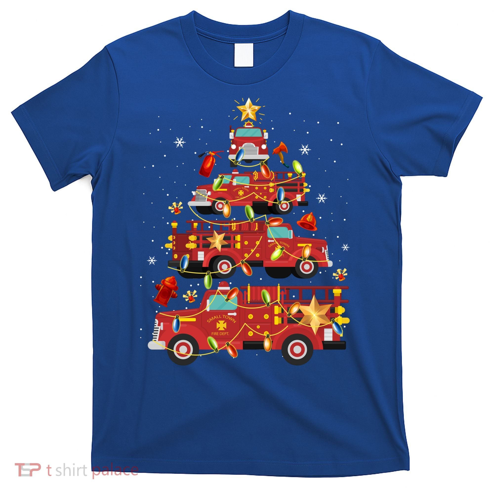 Fire Truck Christmas Tree Firefighter Xmas Fire Pajamas Gift T-Shirt