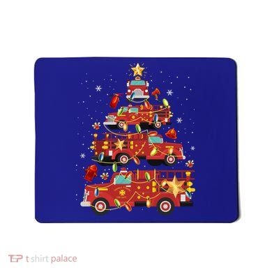Fire Truck Christmas Tree Firefighter Xmas Fire Pajamas Gift Mousepad