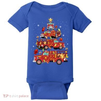 Fire Truck Christmas Tree Firefighter Xmas Fire Pajamas Gift Baby Bodysuit