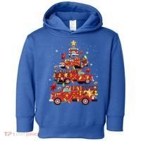 Fire Truck Christmas Tree Firefighter Xmas Fire Pajamas Gift Toddler Hoodie thumb 0