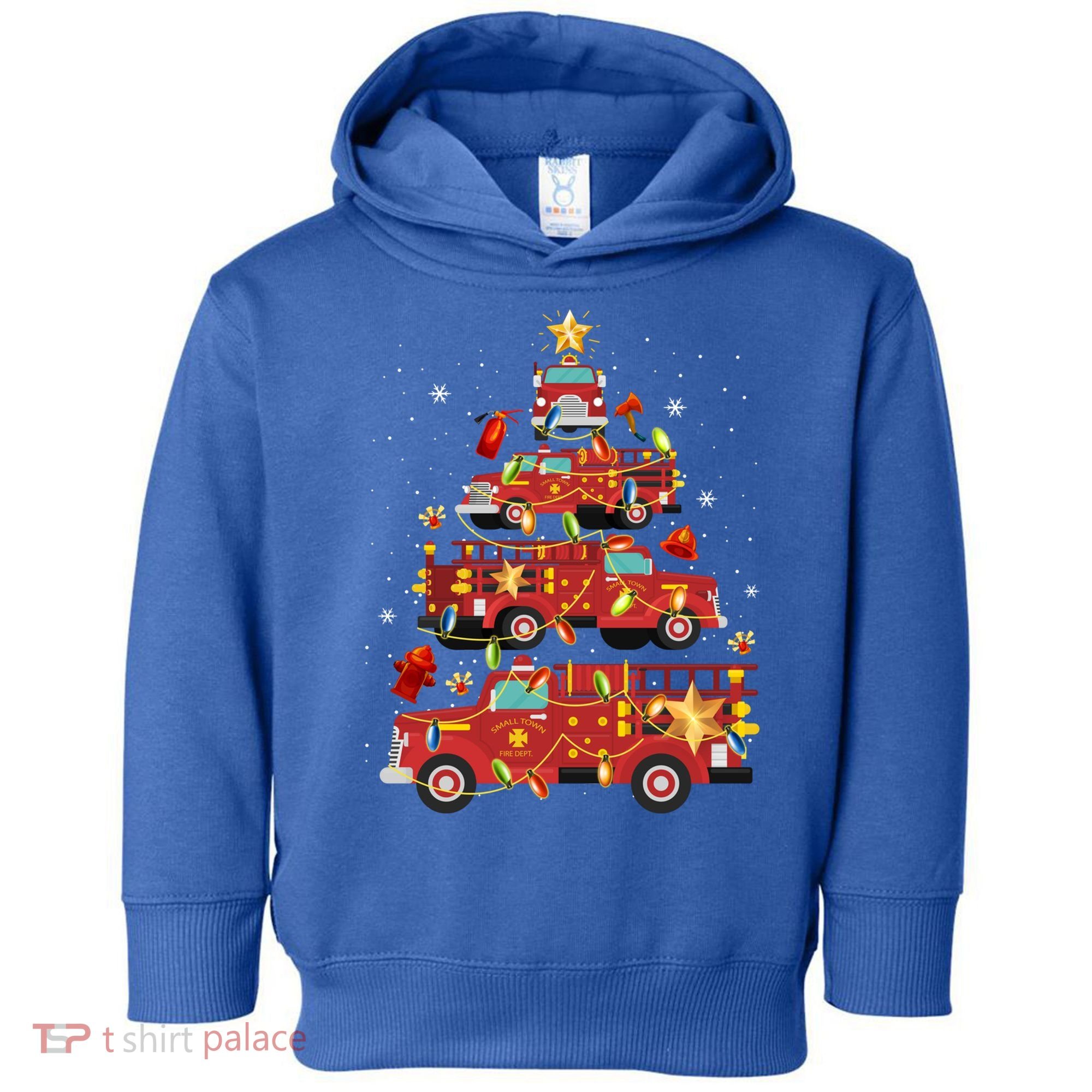 Fire Truck Christmas Tree Firefighter Xmas Fire Pajamas Gift Toddler Hoodie