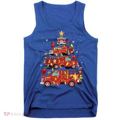 Fire Truck Christmas Tree Firefighter Xmas Fire Pajamas Gift Tank Top