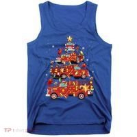Fire Truck Christmas Tree Firefighter Xmas Fire Pajamas Gift Tank Top thumb 0