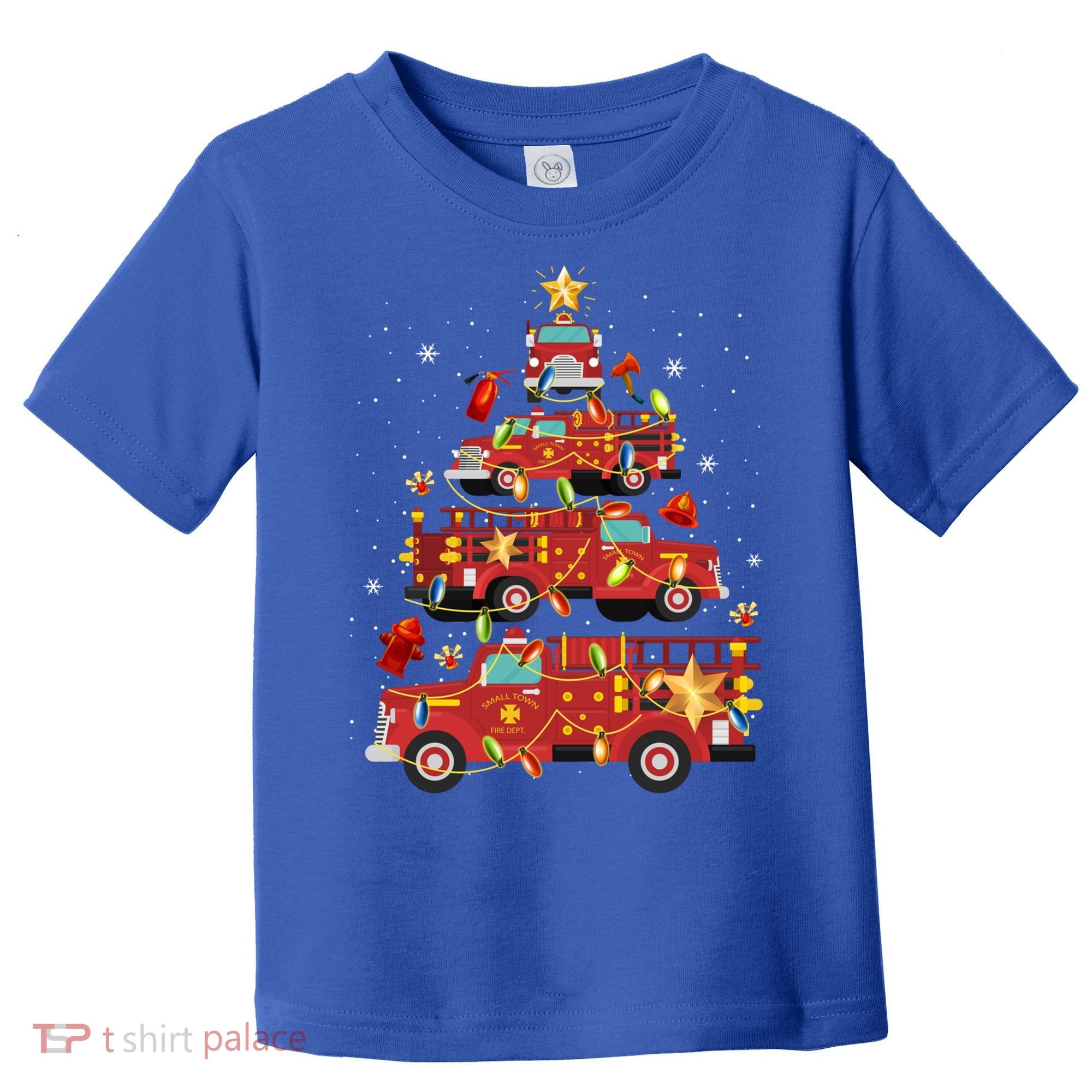 Fire Truck Christmas Tree Firefighter Xmas Fire Pajamas Gift Toddler T-Shirt