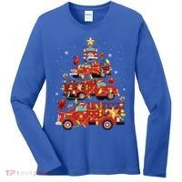 Fire Truck Christmas Tree Firefighter Xmas Fire Pajamas Gift Women's Long Sleeve Shirt thumb 0