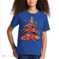 Fire Truck Christmas Tree Firefighter Xmas Fire Pajamas Gift Kids T-Shirt thumb 2
