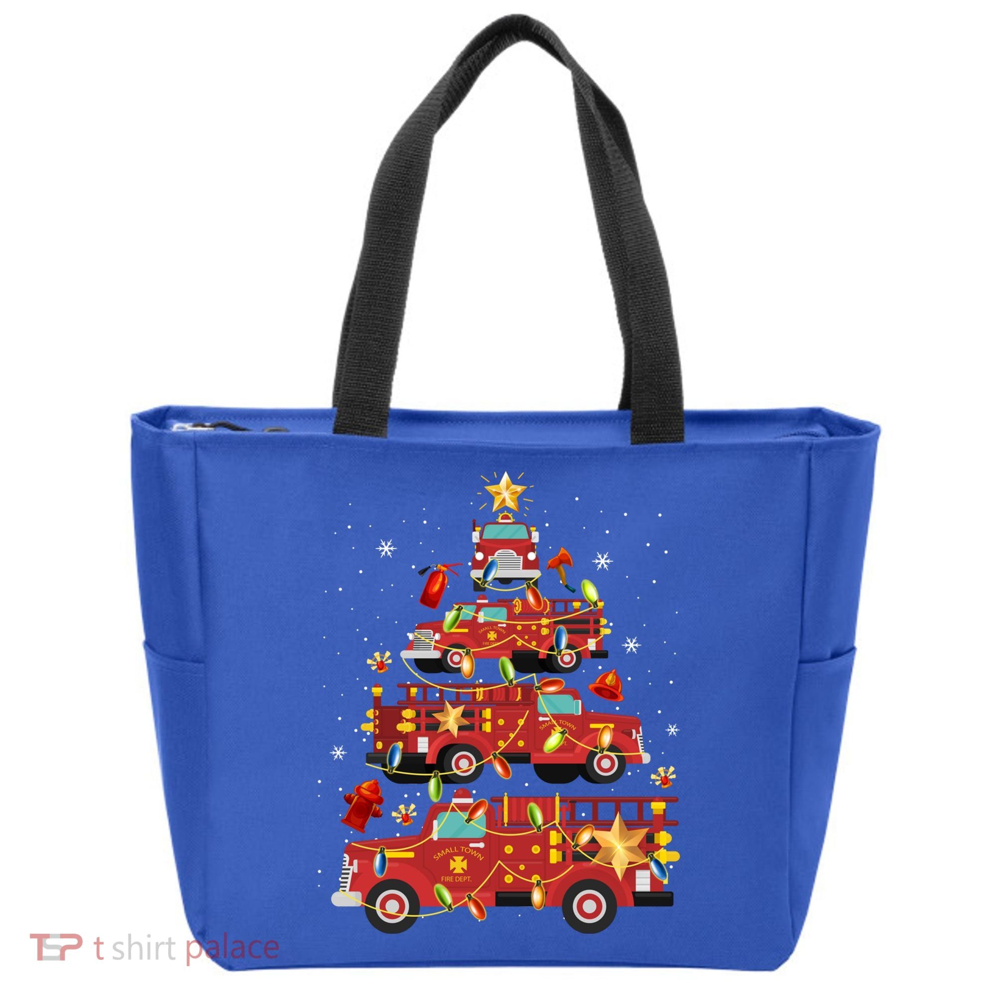 Fire Truck Christmas Tree Firefighter Xmas Fire Pajamas Gift Tote Bag