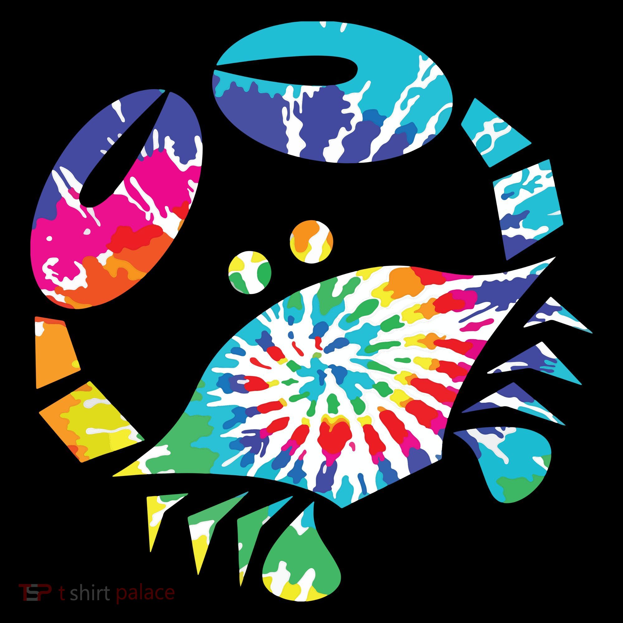 Fun Toy Crab Illustration Tie Dye Graphic Tee Backpack