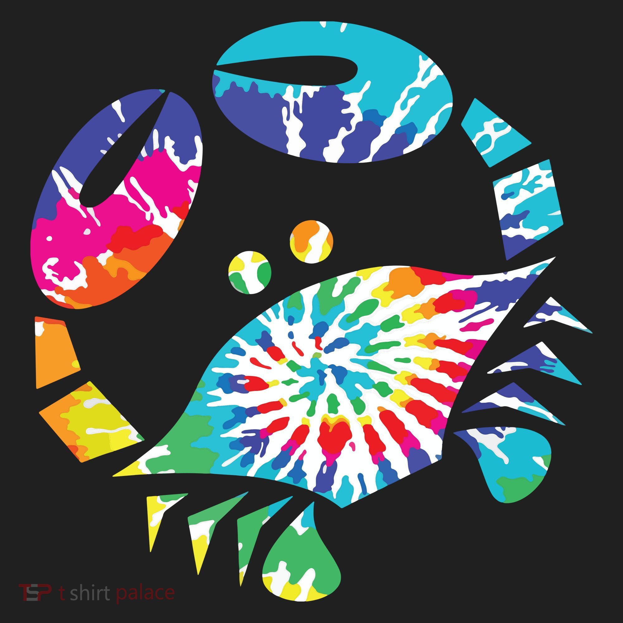 Fun Toy Crab Illustration Tie Dye Graphic Tee 15oz Campfire Ceramic Mug