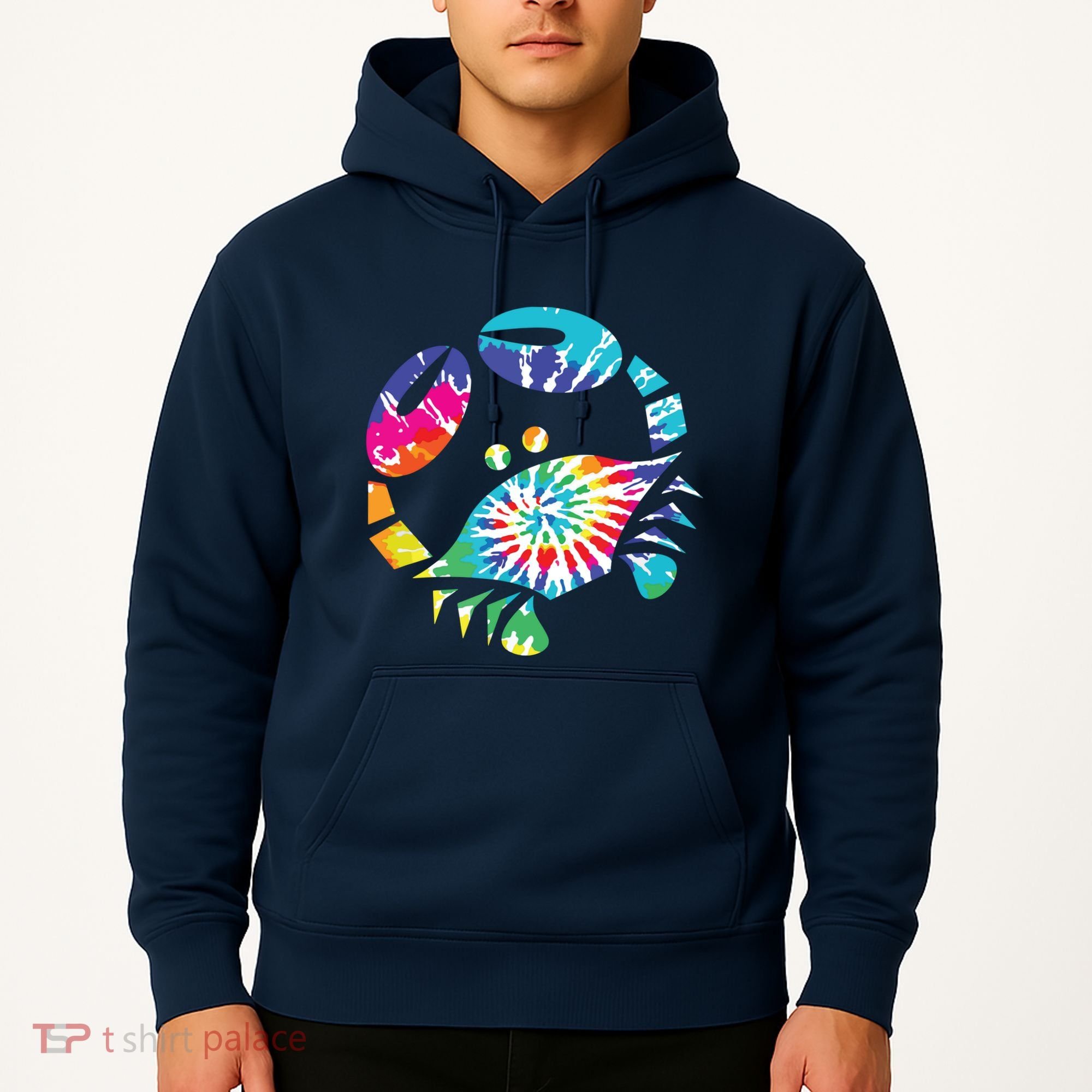 Fun Toy Crab Illustration Tie Dye Graphic Tee Hoodie