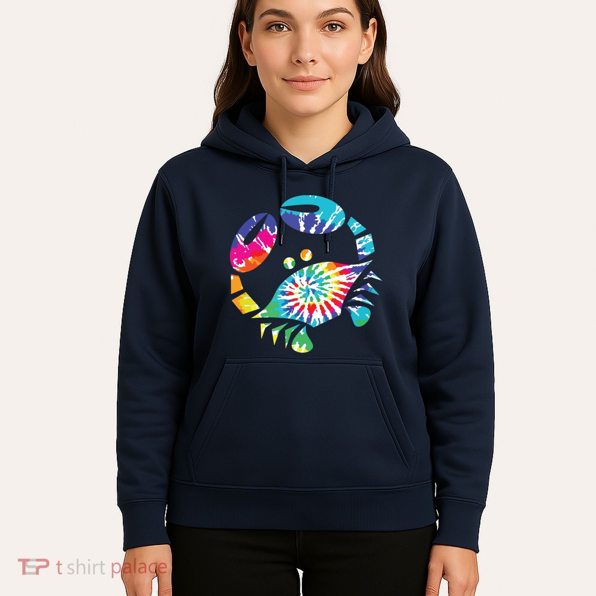 Fun Toy Crab Illustration Tie Dye Graphic Tee Hoodie