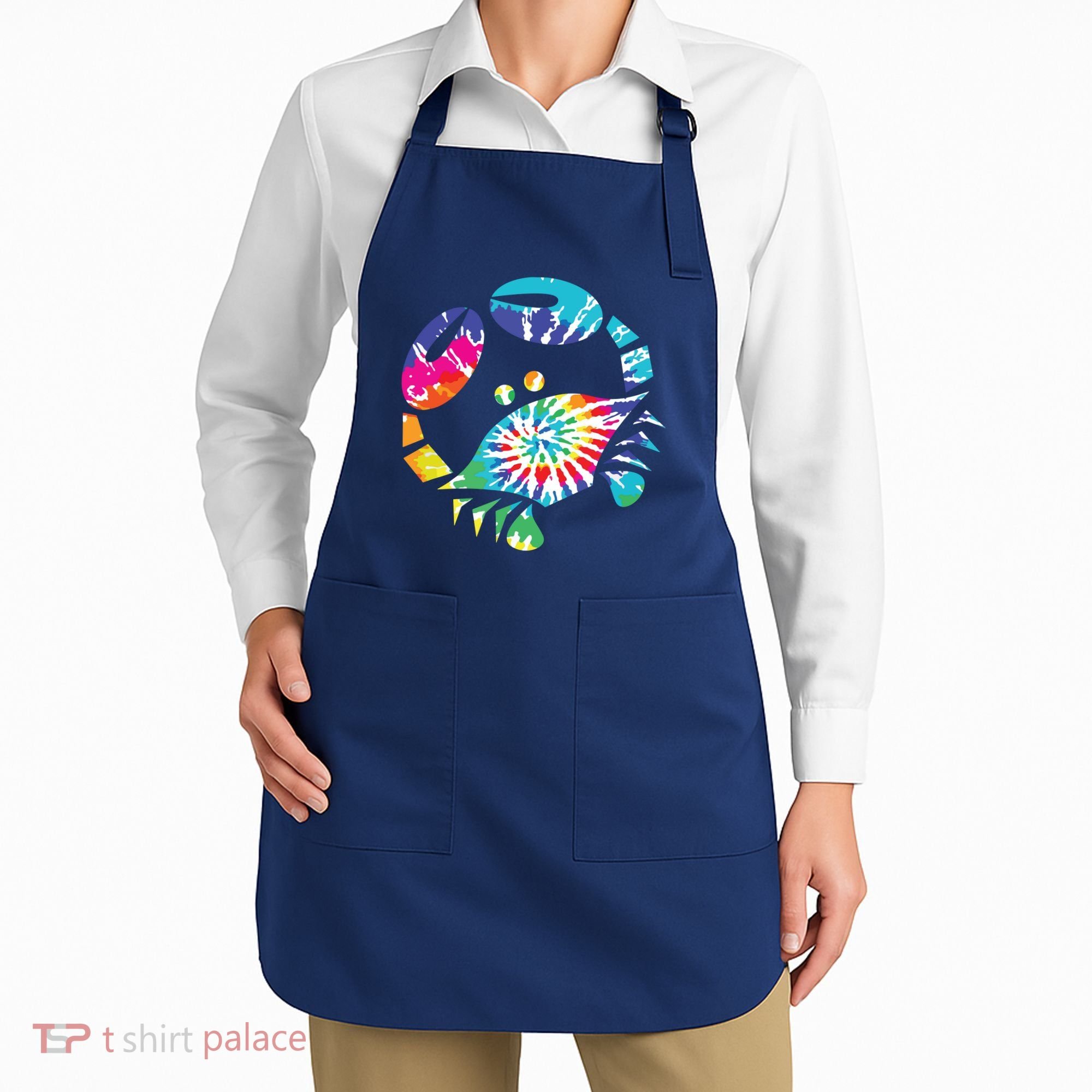 Fun Toy Crab Illustration Tie Dye Graphic Tee Apron