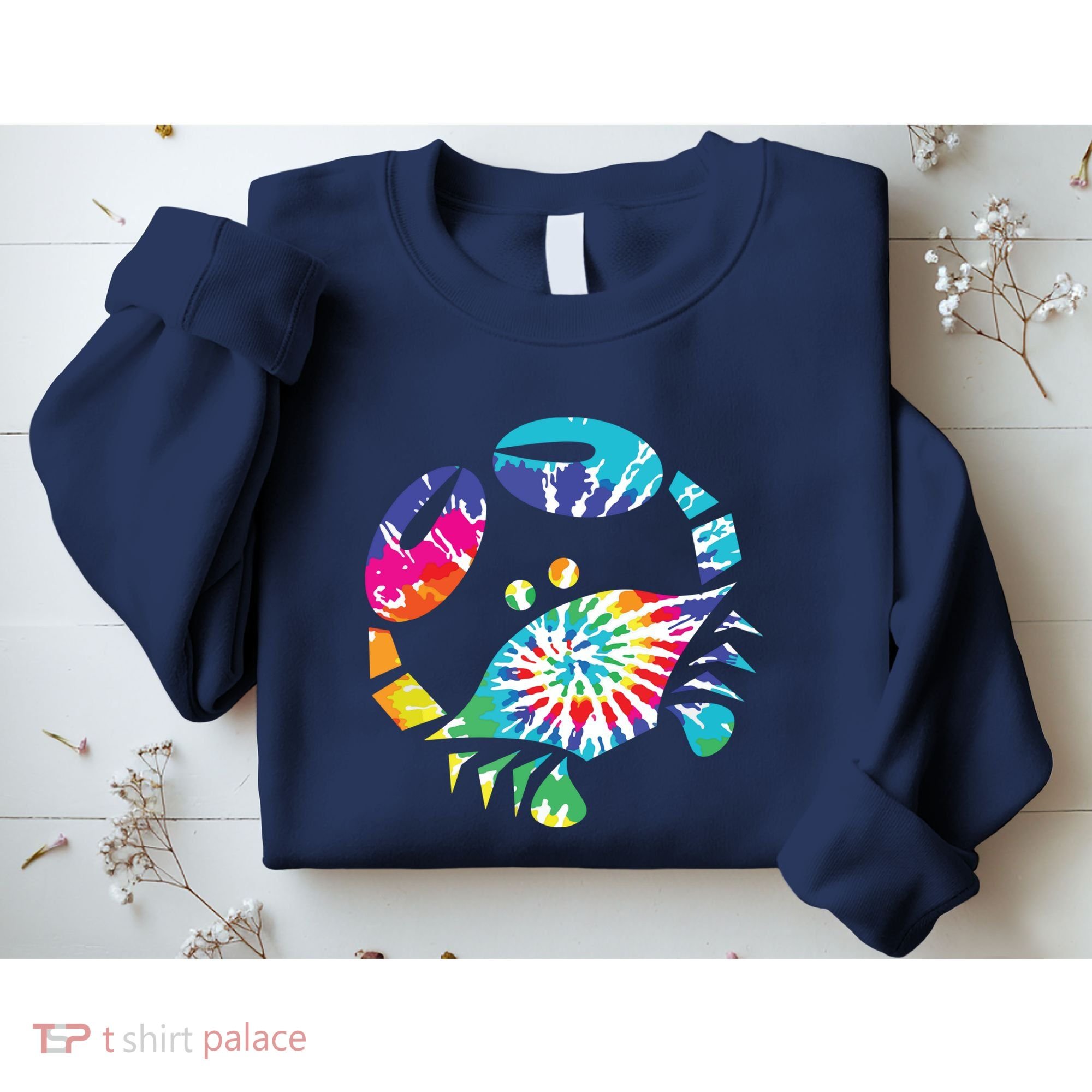 Fun Toy Crab Illustration Tie Dye Graphic Tee Sweatshirt
