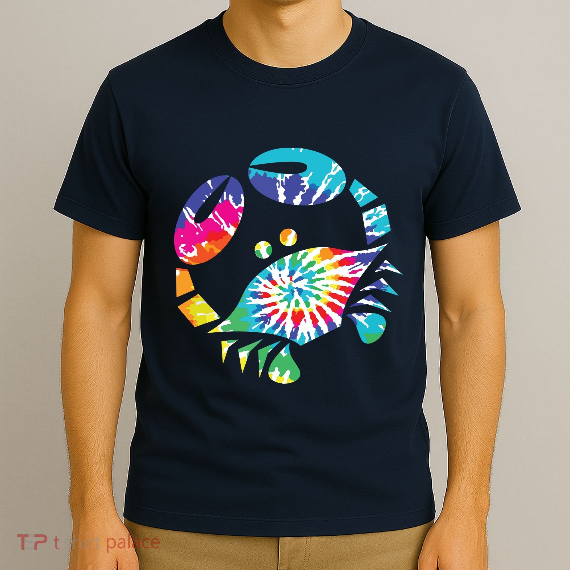 Fun Toy Crab Illustration Tie Dye Graphic Tee T-Shirt