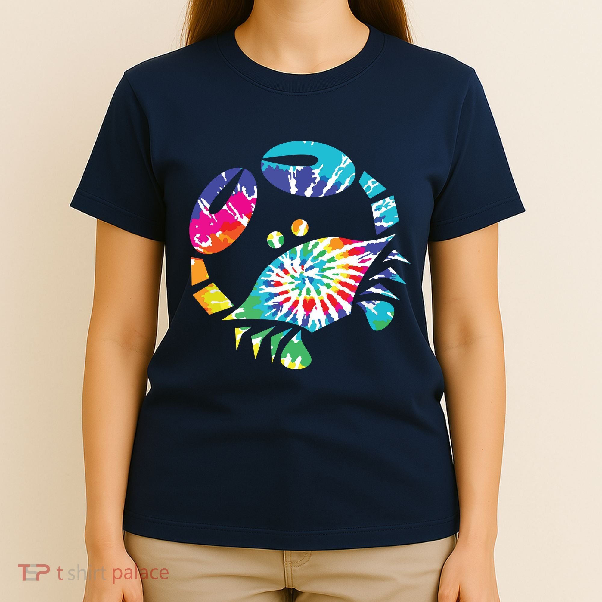 Fun Toy Crab Illustration Tie Dye Graphic Tee T-Shirt