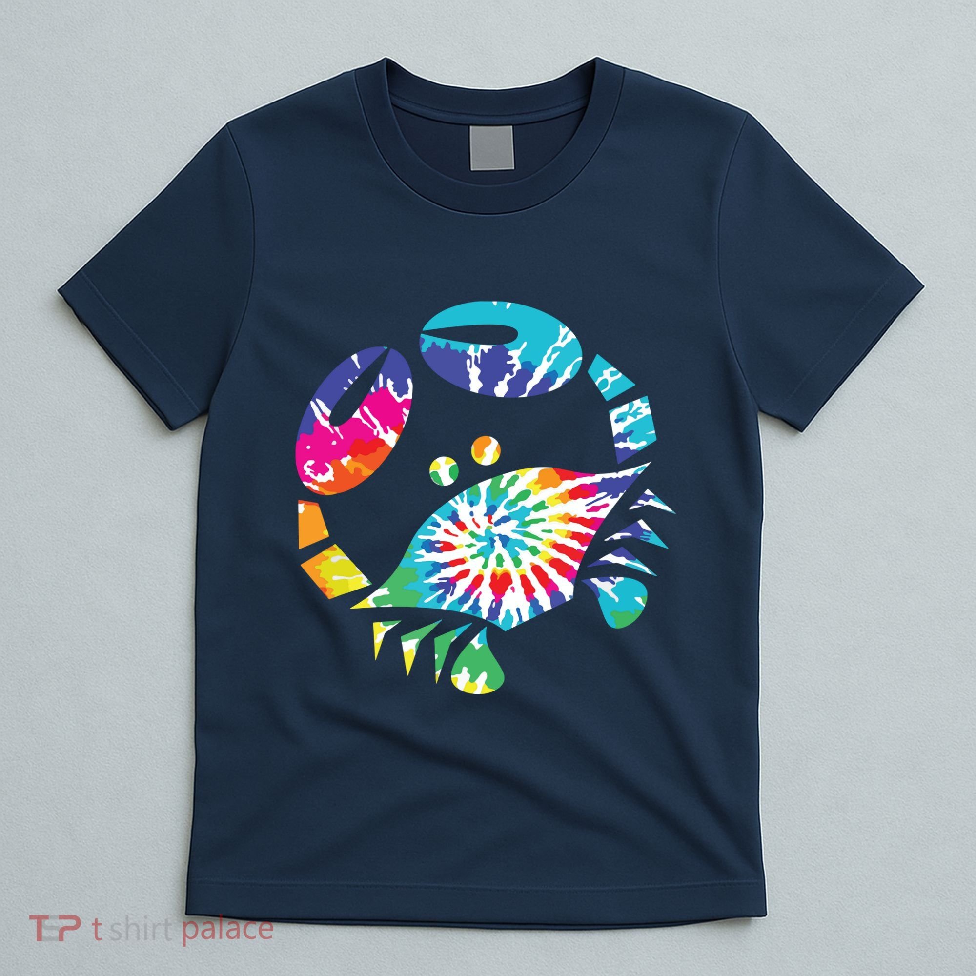 Fun Toy Crab Illustration Tie Dye Graphic Tee T-Shirt