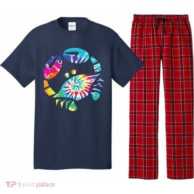 Fun Toy Crab Illustration Tie Dye Graphic Tee Pajama Set