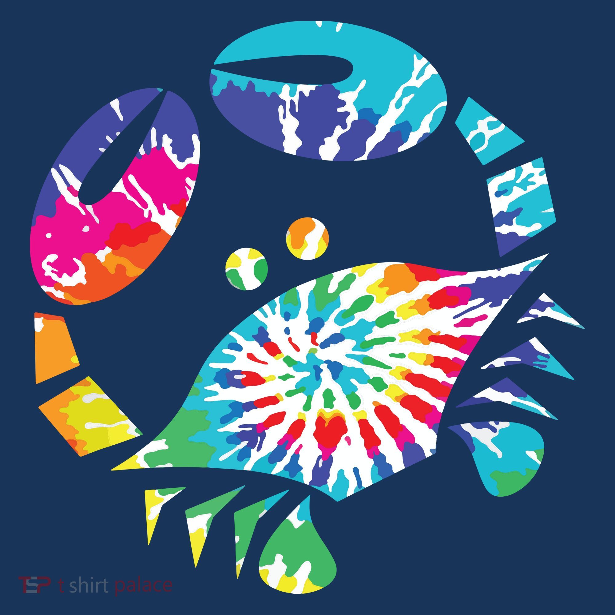 Fun Toy Crab Illustration Tie Dye Graphic Tee Mousepad