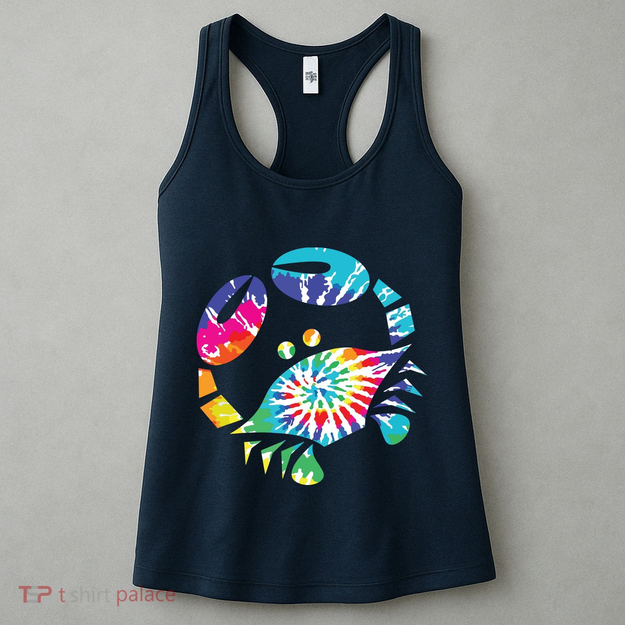 Fun Toy Crab Illustration Tie Dye Graphic Tee Women's Tank Top