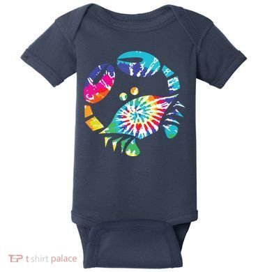 Fun Toy Crab Illustration Tie Dye Graphic Tee Baby Bodysuit