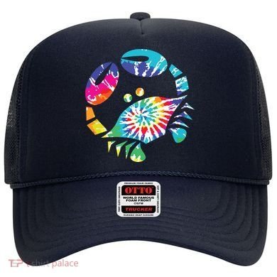 Fun Toy Crab Illustration Tie Dye Graphic Tee Hat