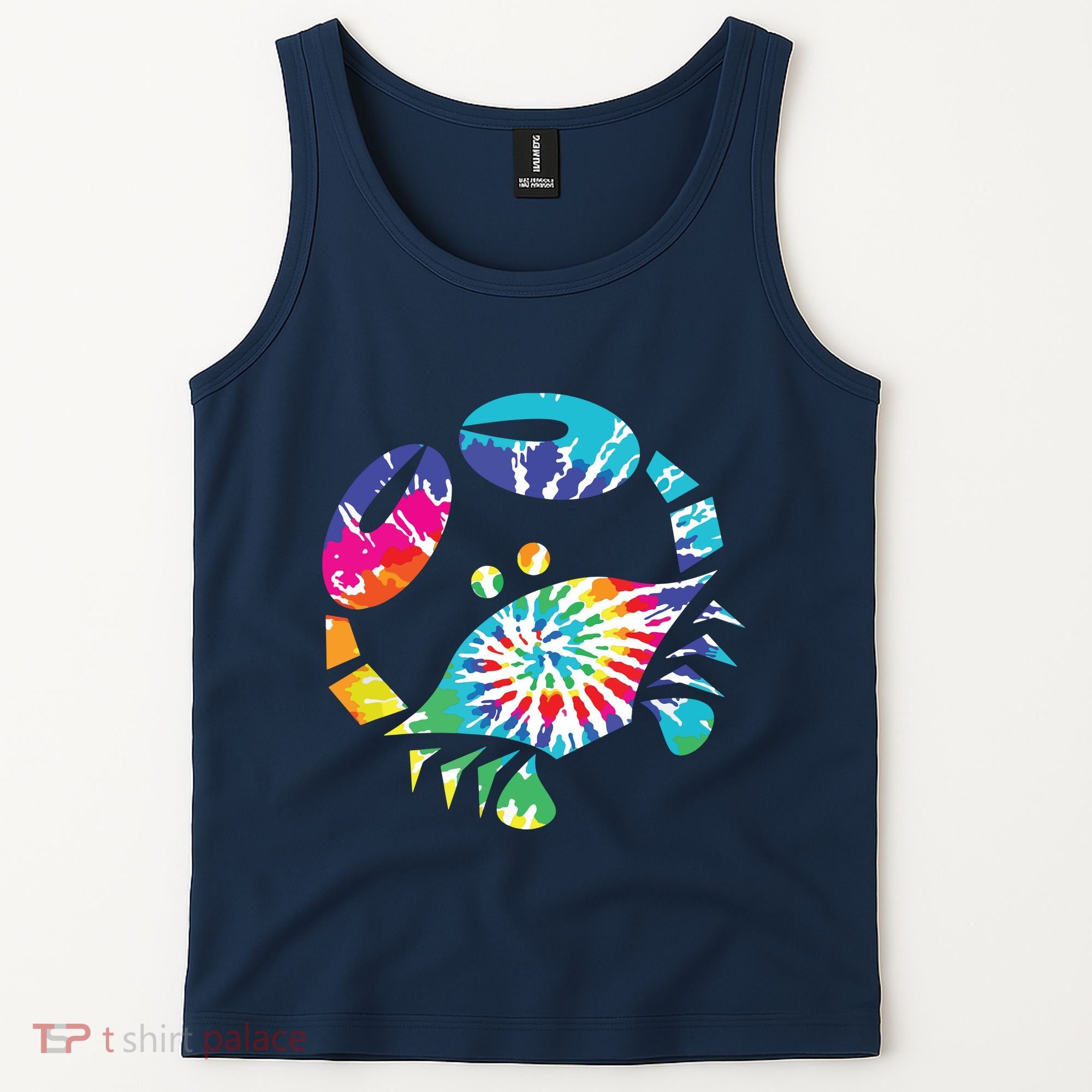 Fun Toy Crab Illustration Tie Dye Graphic Tee Tank Top
