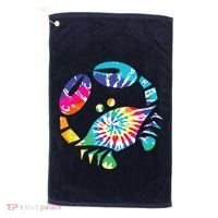 Fun Toy Crab Illustration Tie Dye Graphic Tee Golf Towel thumb 0