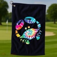 Fun Toy Crab Illustration Tie Dye Graphic Tee Golf Towel thumb 1