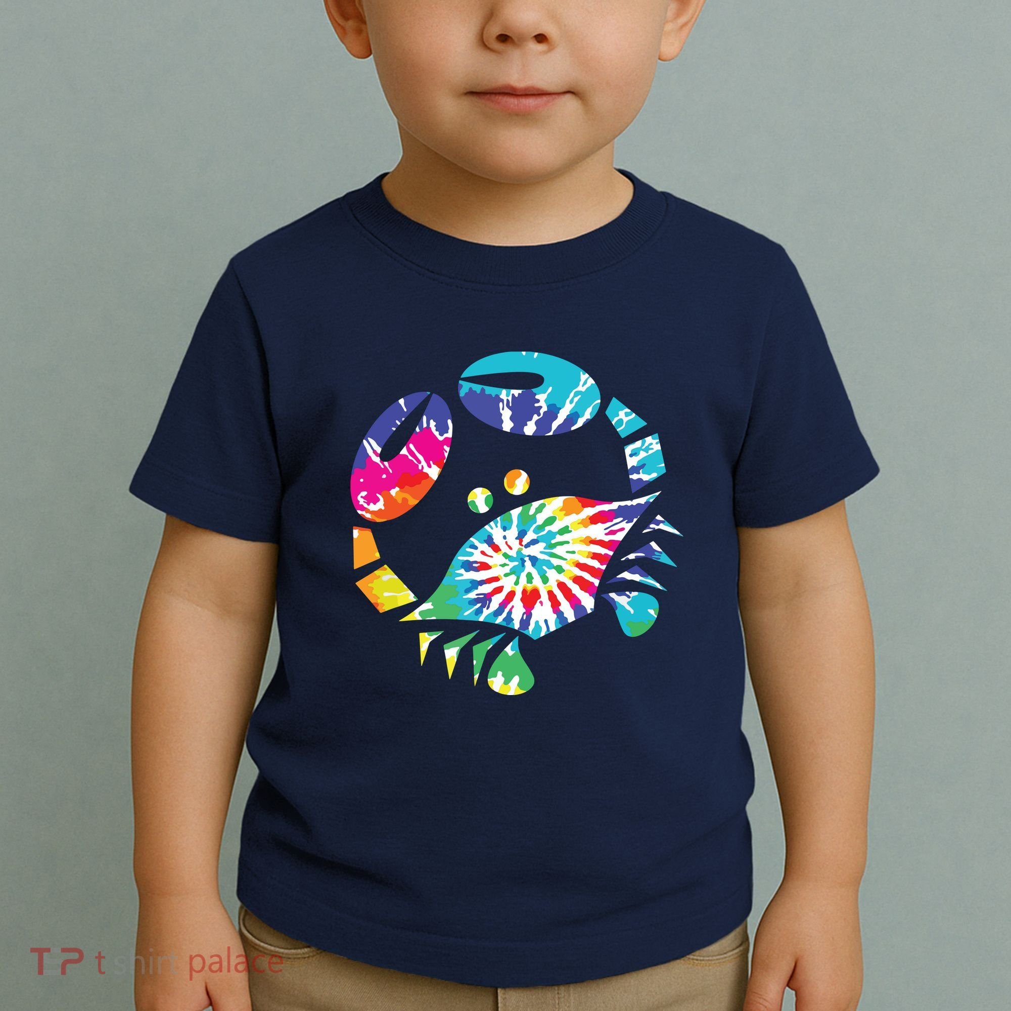 Fun Toy Crab Illustration Tie Dye Graphic Tee Toddler T-Shirt