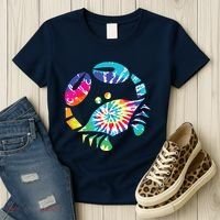 Fun Toy Crab Illustration Tie Dye Graphic Tee Women's T-Shirt thumb 3