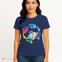 Fun Toy Crab Illustration Tie Dye Graphic Tee Women's T-Shirt thumb 4
