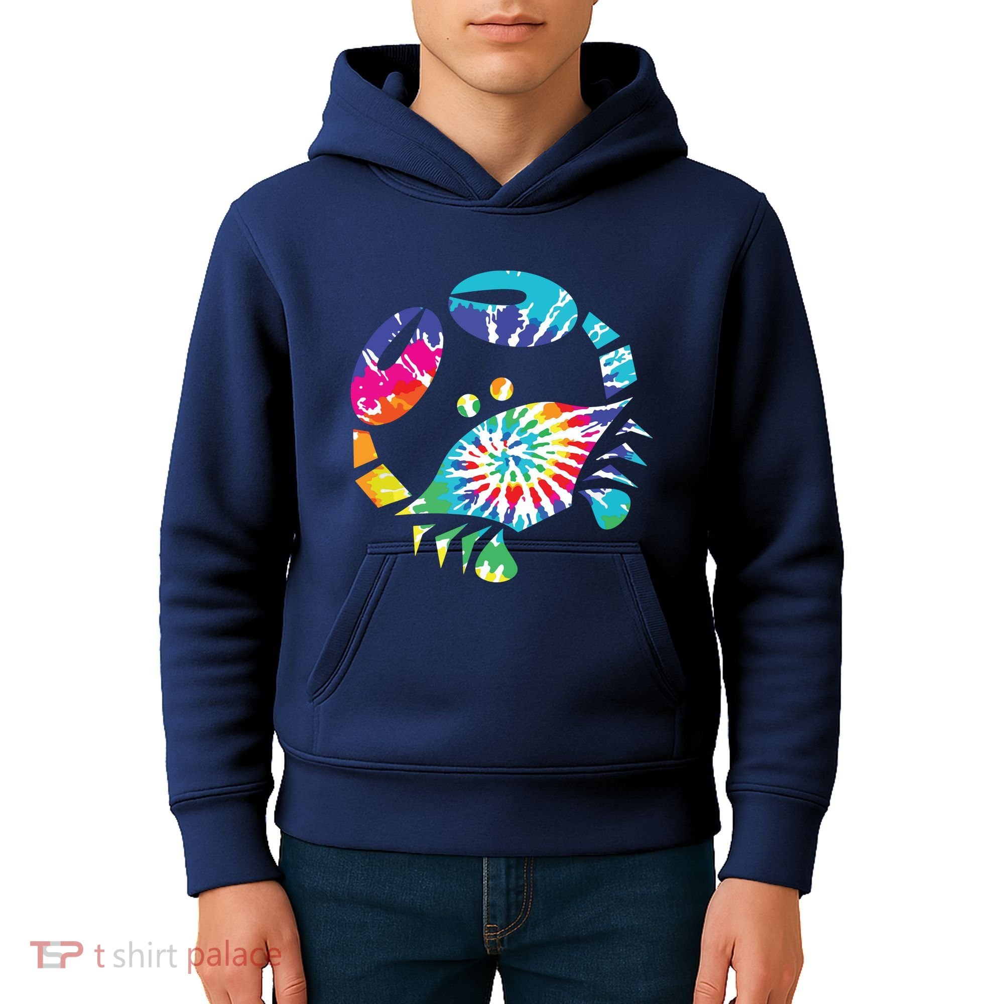 Fun Toy Crab Illustration Tie Dye Graphic Tee Kids Hoodie