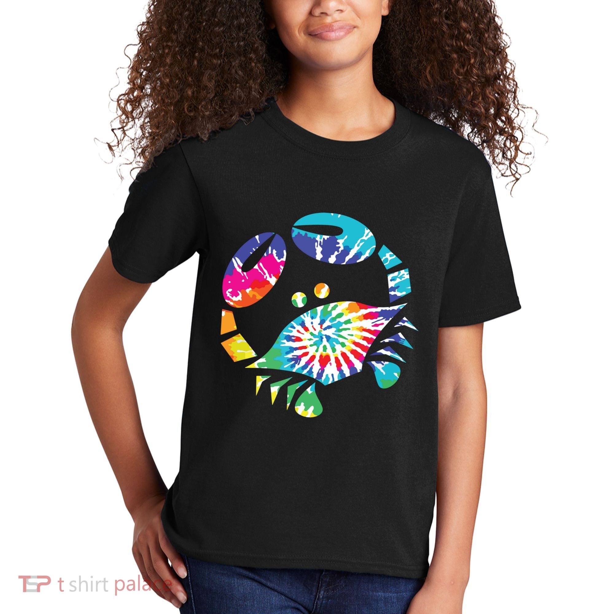 Fun Toy Crab Illustration Tie Dye Graphic Tee Kids T-Shirt
