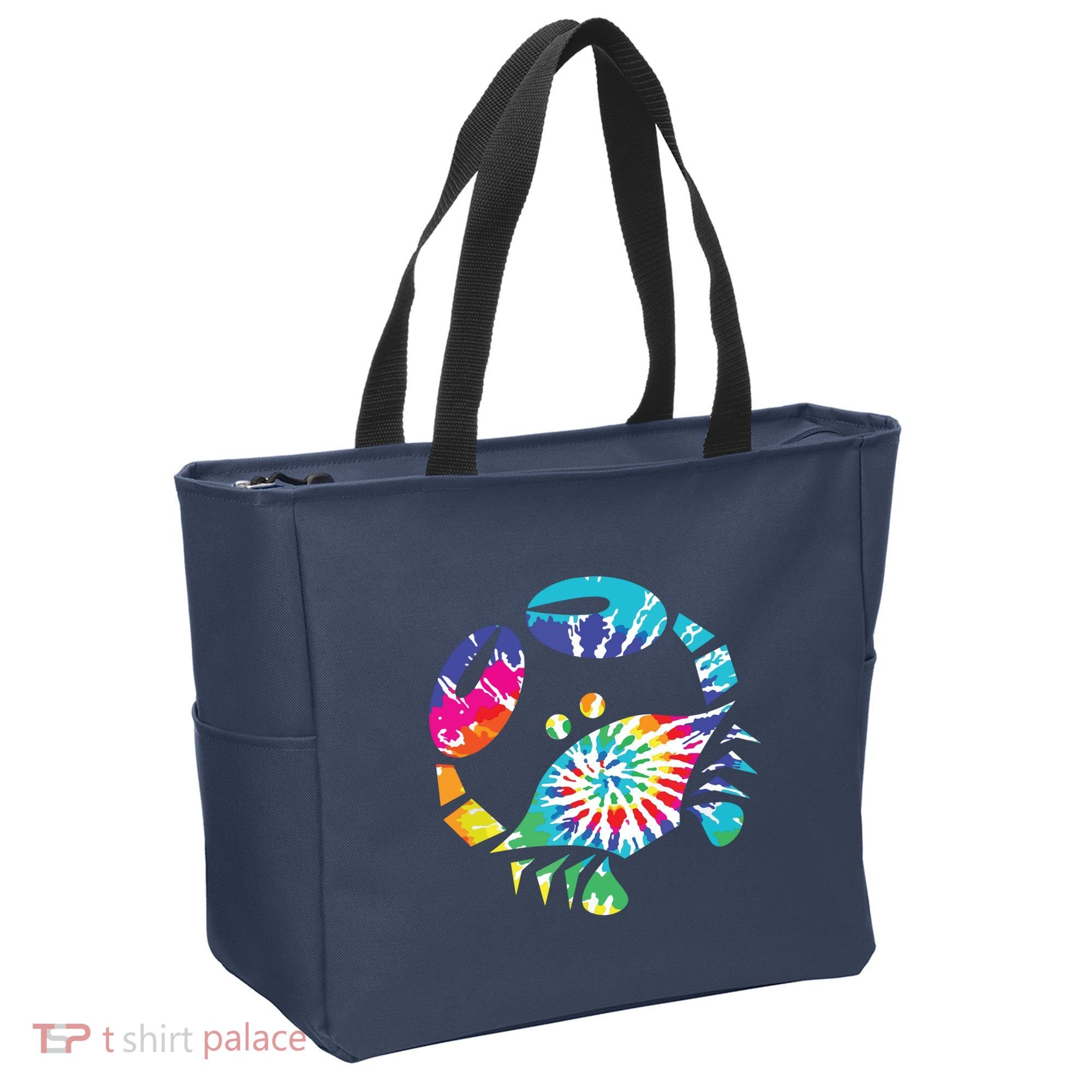 Fun Toy Crab Illustration Tie Dye Graphic Tee Tote Bag