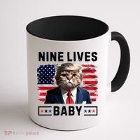 Funny Trump Cat 9 Lives Baby Nine Lives Cat Coffee Mug thumb 1