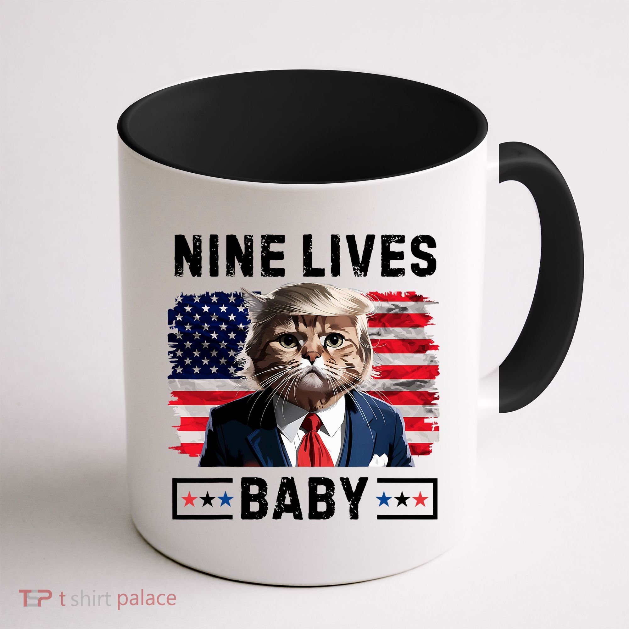 Funny Trump Cat 9 Lives Baby Nine Lives Cat Coffee Mug