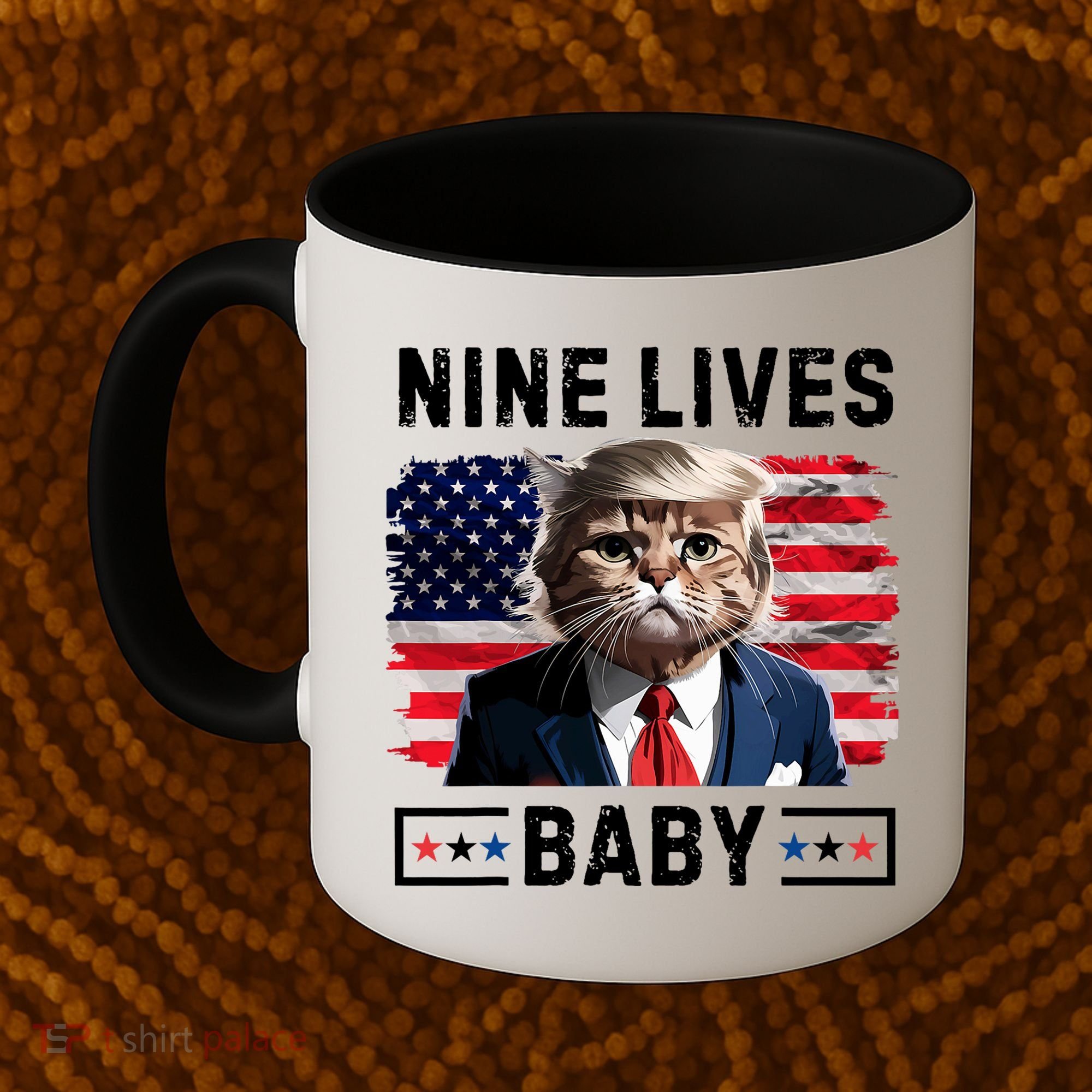 Funny Trump Cat 9 Lives Baby Nine Lives Cat Coffee Mug