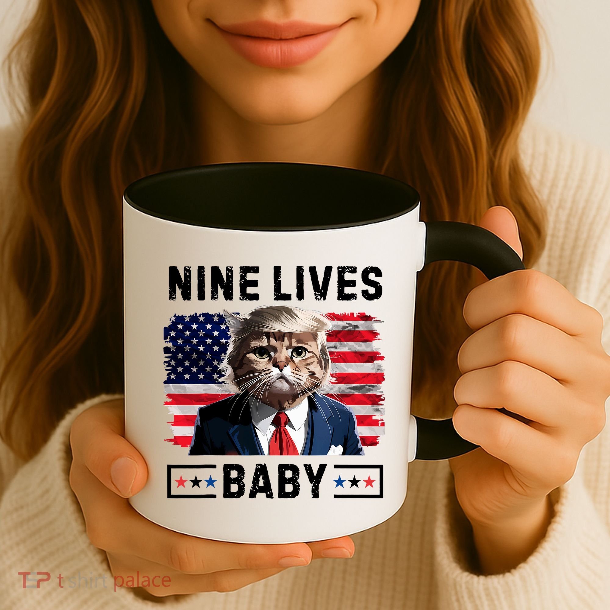 Funny Trump Cat 9 Lives Baby Nine Lives Cat Coffee Mug