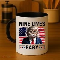 Funny Trump Cat 9 Lives Baby Nine Lives Cat Coffee Mug thumb 4