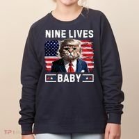 Funny Trump Cat 9 Lives Baby Nine Lives Cat Women's Sweatshirt thumb 0