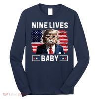 Funny Trump Cat 9 Lives Baby Nine Lives Cat Long Sleeve Shirt thumb 0