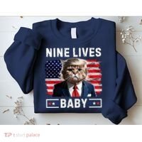 Funny Trump Cat 9 Lives Baby Nine Lives Cat Sweatshirt thumb 2