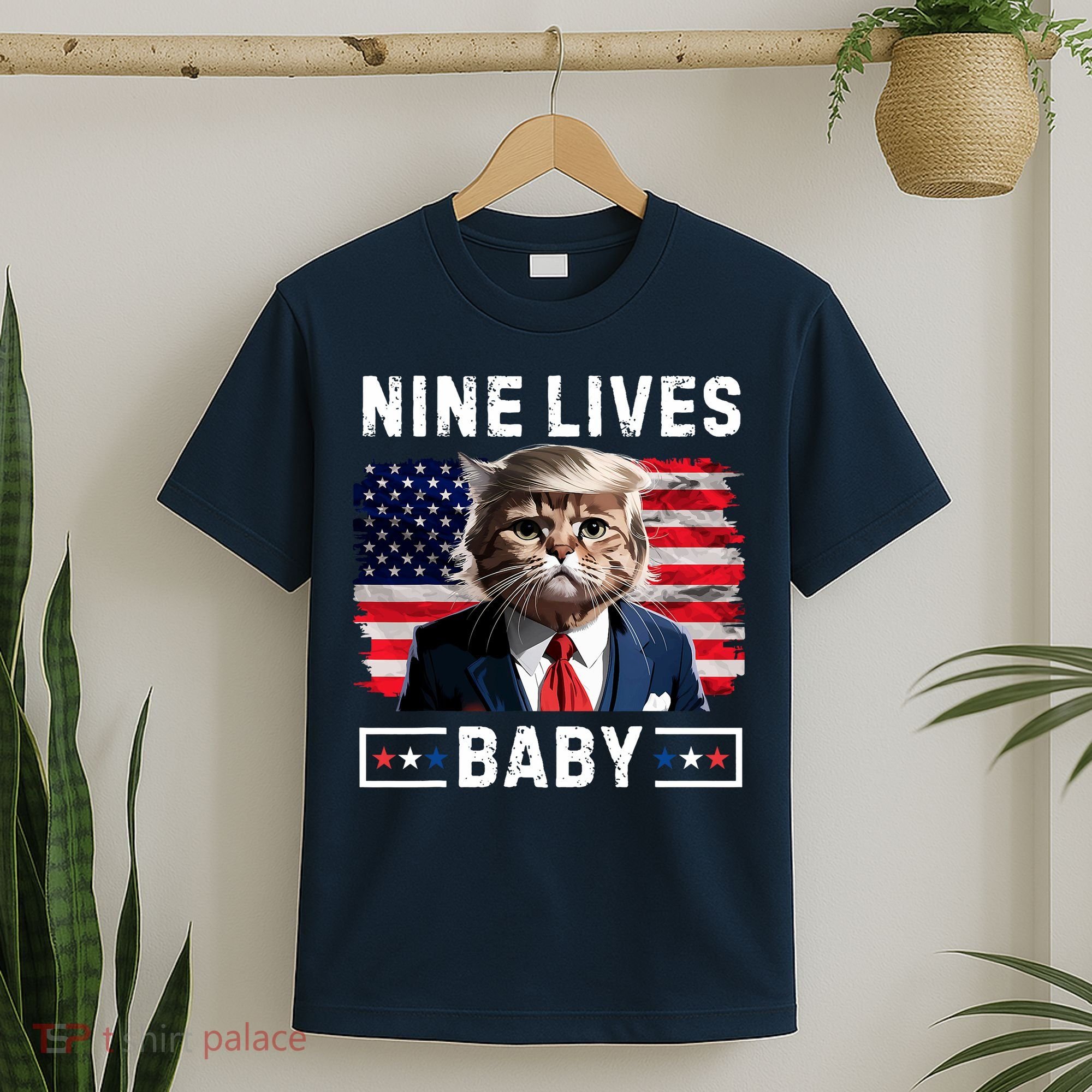 Funny Trump Cat 9 Lives Baby Nine Lives Cat T-Shirt