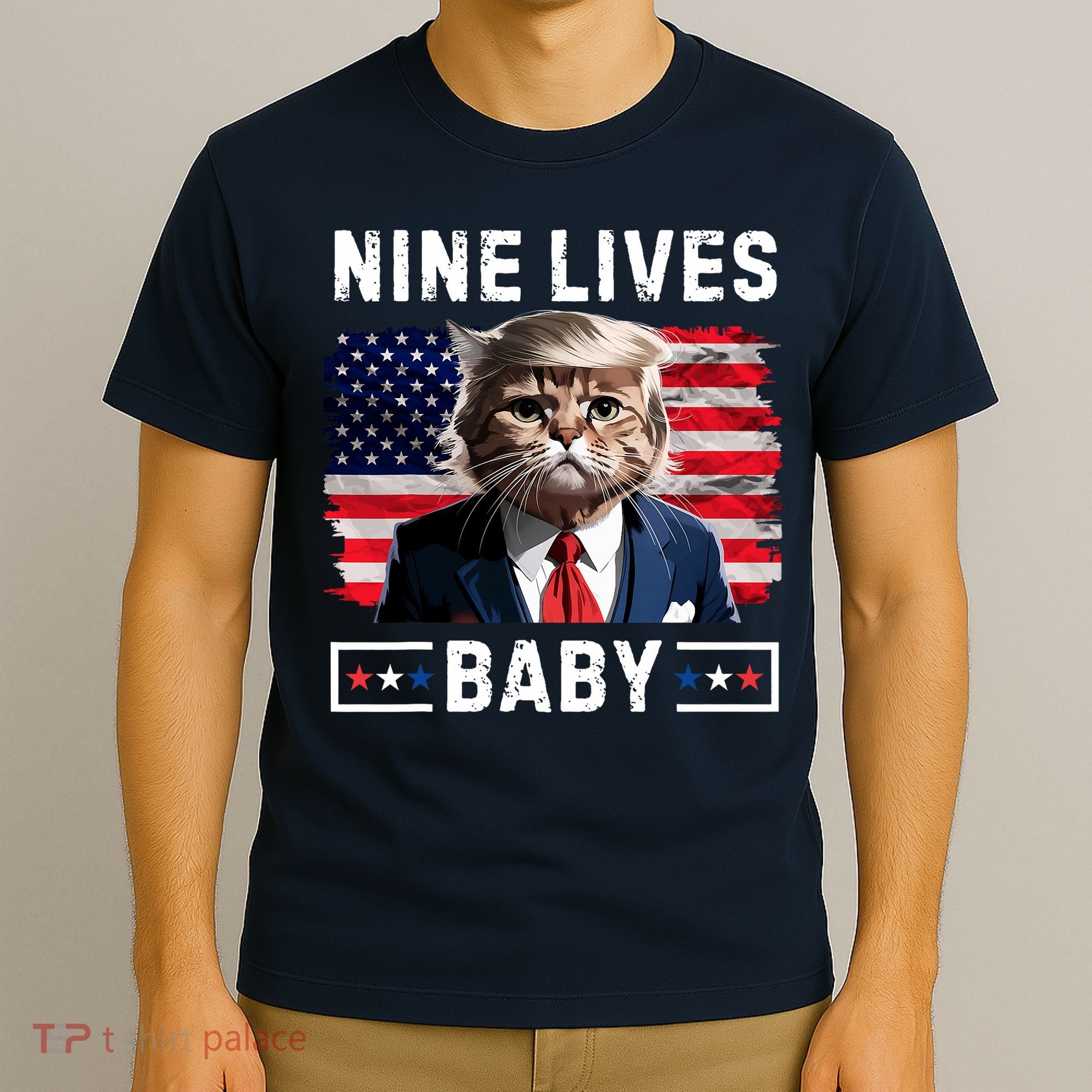 Funny Trump Cat 9 Lives Baby Nine Lives Cat T-Shirt