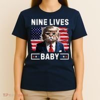 Funny Trump Cat 9 Lives Baby Nine Lives Cat T-Shirt thumb 4