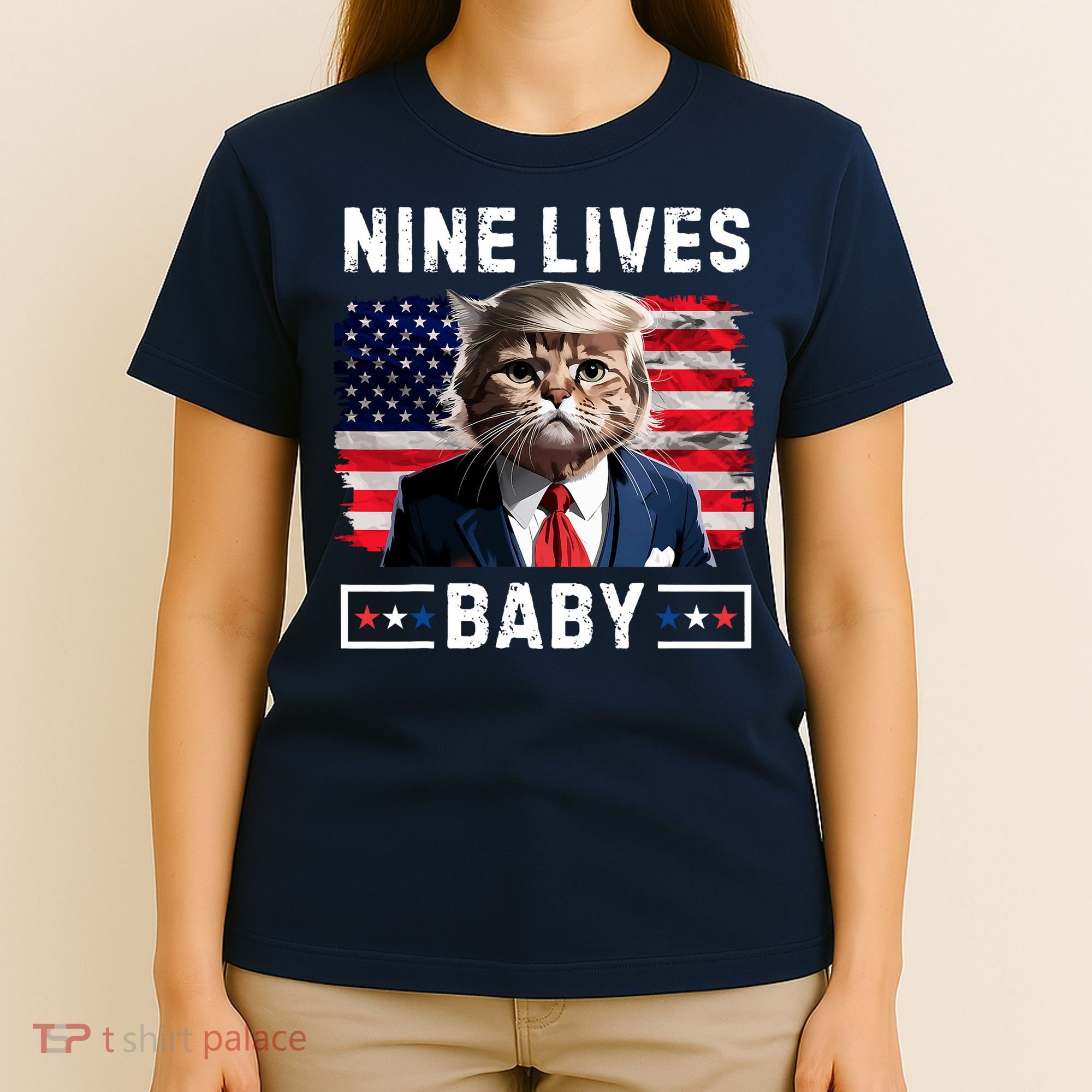 Funny Trump Cat 9 Lives Baby Nine Lives Cat T-Shirt
