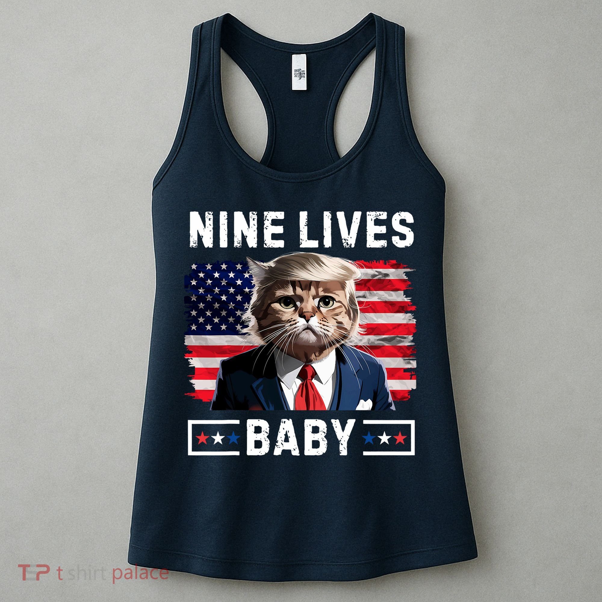 Funny Trump Cat 9 Lives Baby Nine Lives Cat Women's Tank Top
