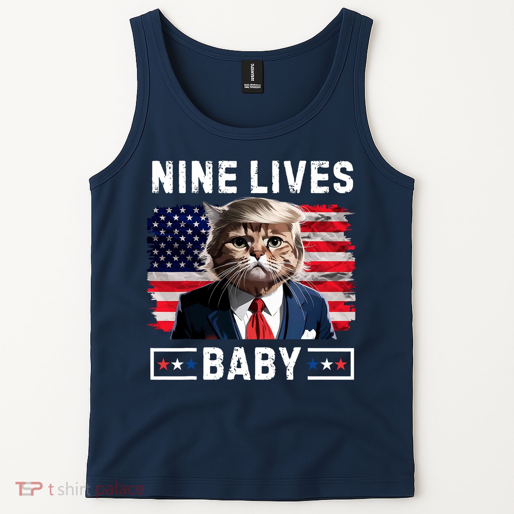 Funny Trump Cat 9 Lives Baby Nine Lives Cat Tank Top