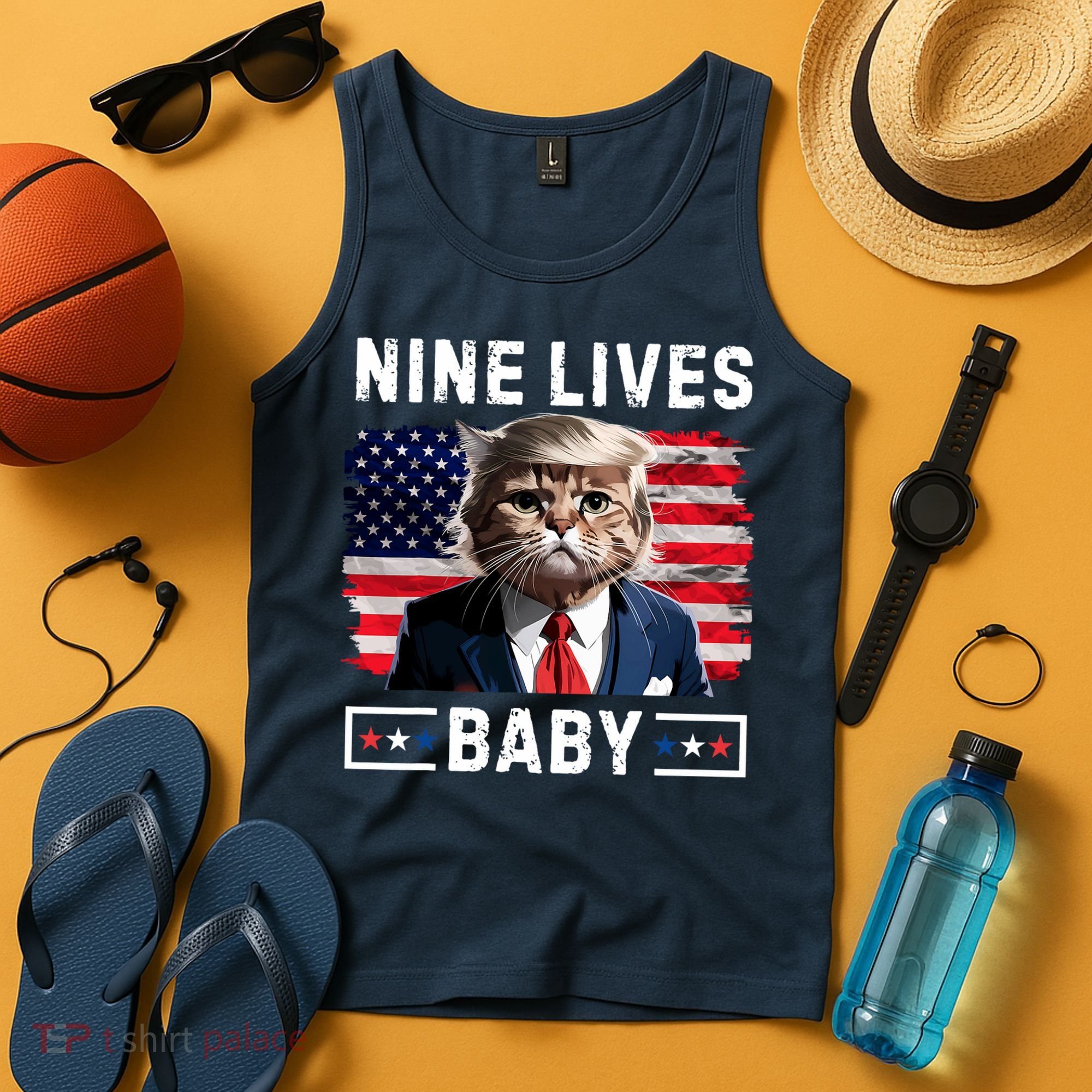 Funny Trump Cat 9 Lives Baby Nine Lives Cat Tank Top
